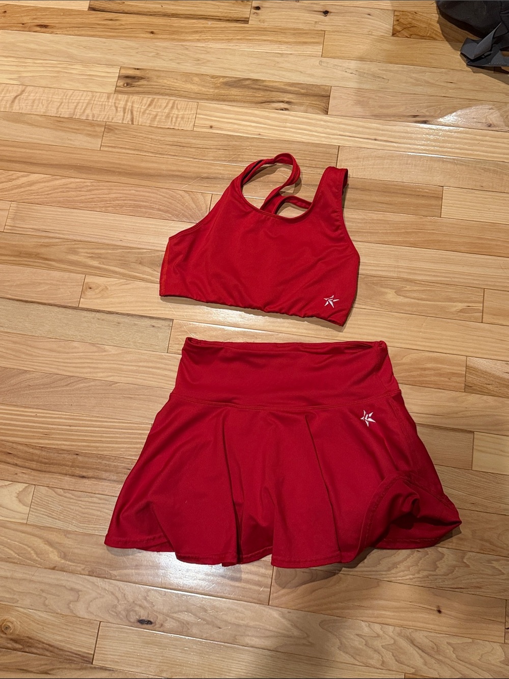 Red Athletic Skirt with Built-In Shorts by